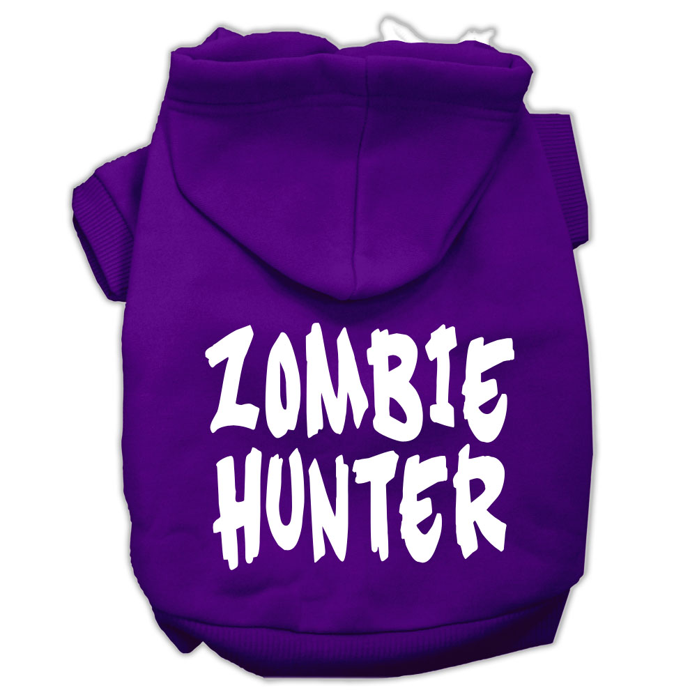 Zombie Hunter Screen Print Pet Hoodies Purple Size L