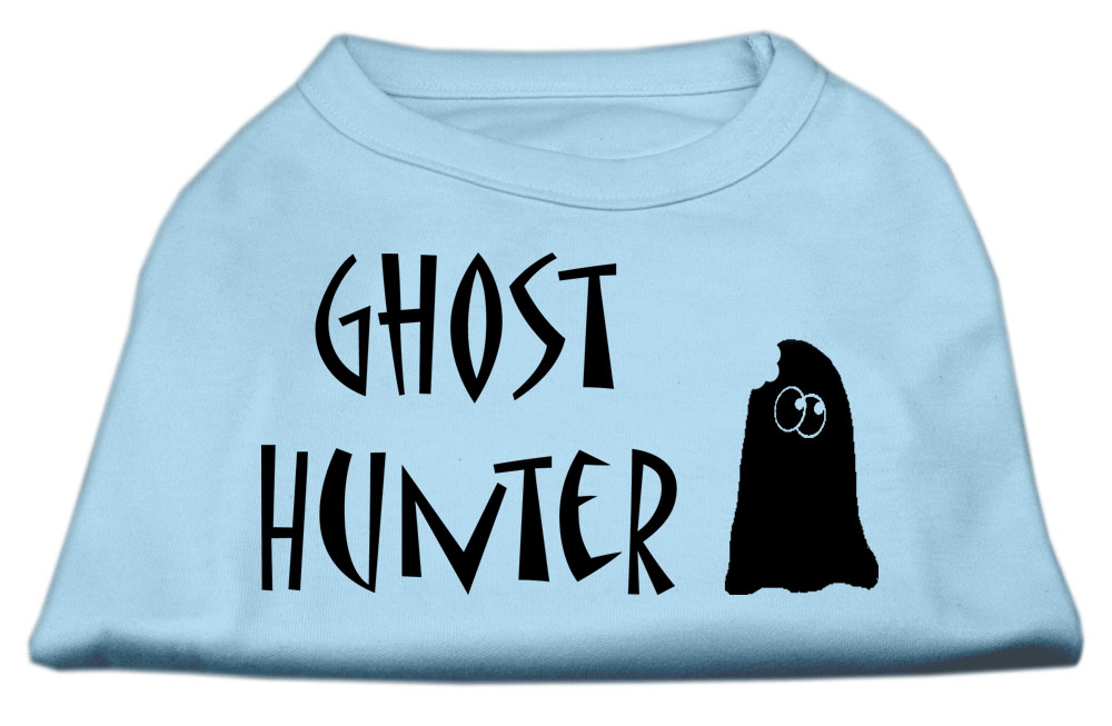 Ghost Hunter Screen Print Shirt Baby Blue with Black Lettering Lg