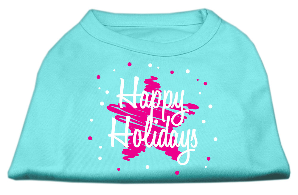 Scribble Happy Holidays Screenprint Shirts Aqua XS