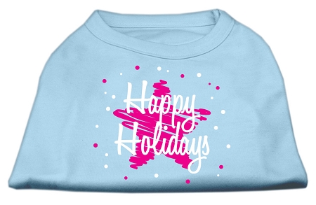 Scribble Happy Holidays Screenprint Shirts Baby Blue XL