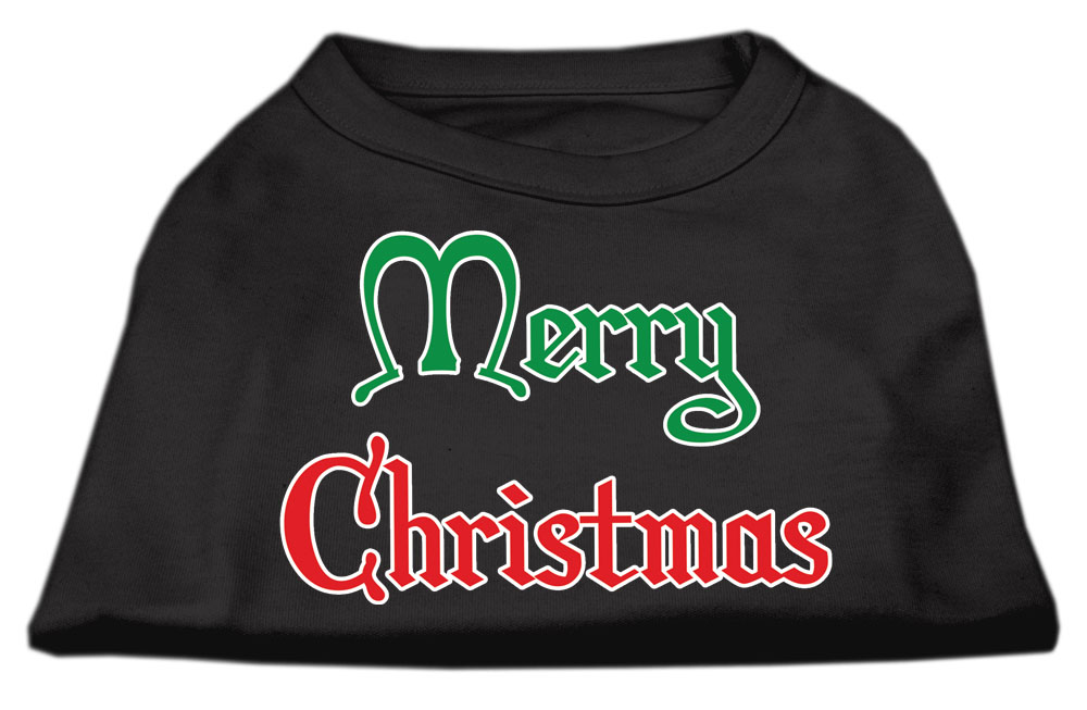 Merry Christmas Screen Print Shirt Black XS
