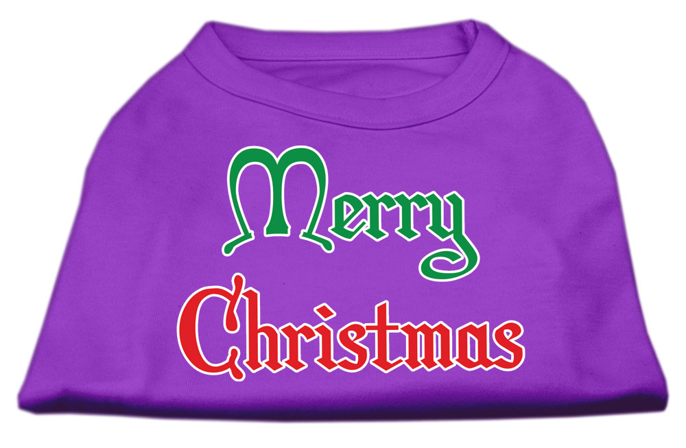 Merry Christmas Screen Print Shirt Purple Lg