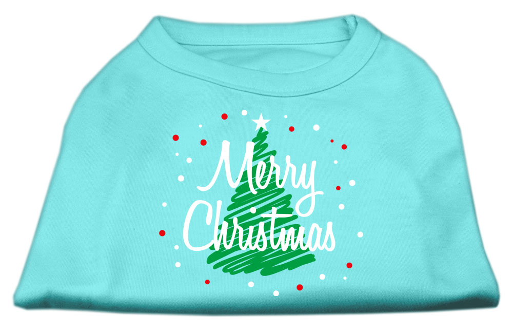 Scribbled Merry Christmas Screenprint Shirts Aqua XXXL