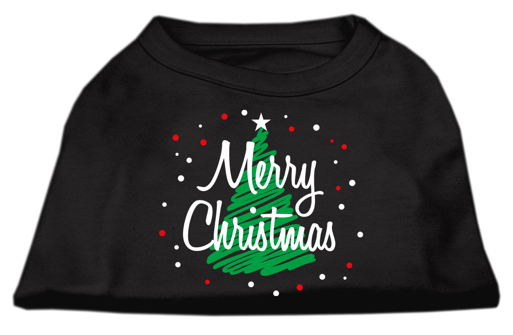 Scribbled Merry Christmas Screenprint Shirts Black XL