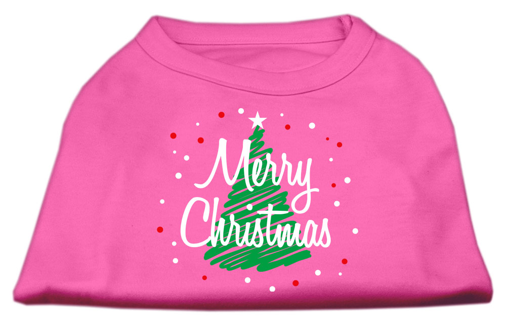 Scribbled Merry Christmas Screenprint Shirts Bright Pink XS