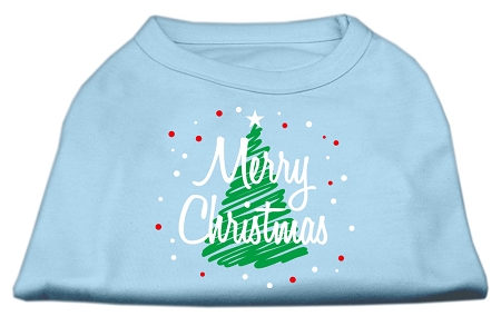 Scribbled Merry Christmas Screenprint Shirts Baby Blue XXL