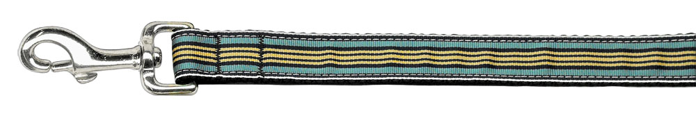 Preppy Stripes Nylon Ribbon Collars Light Blue/Khaki 1 wide 6ft Lsh