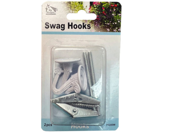Case of 22 - My Helper 2 Pack White Swag Hooks with Hardware