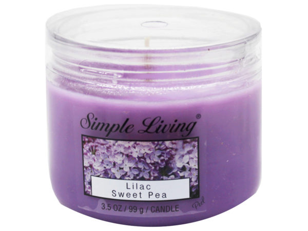 Case of 14 - Simple Living 3.5OZ Lilac Sweet Pea Scented Candle