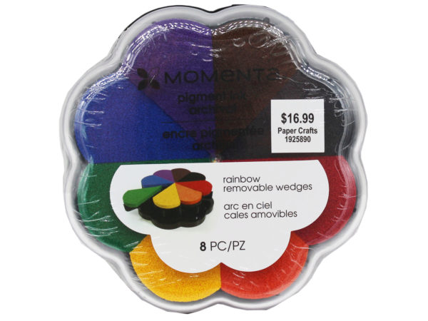 Case of 8 - momenta 8 piece rainbow tones removable wedges ink pad