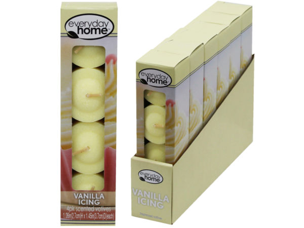 Case of 20 - everyday home 4 pack vanilla icing scented votive candles