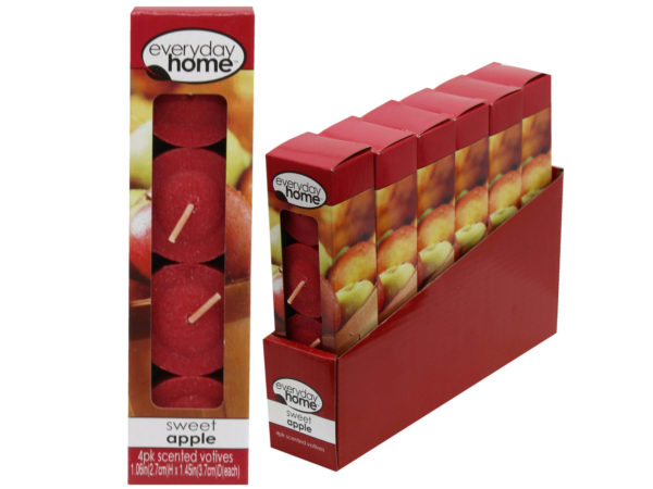 Case of 20 - everyday home 4 pack sweet apple scented votive candles
