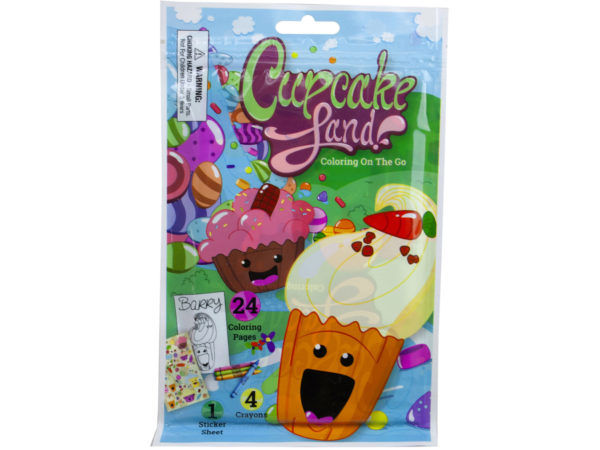 Case of 24 - Cupcake Land 24 Page Coloring Pouch with Crayons and Stickers