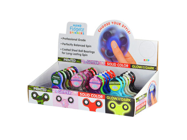 Case of 24 - Hands Fidgetz Spinner in Assorted Colors & Designs in PDQ Display