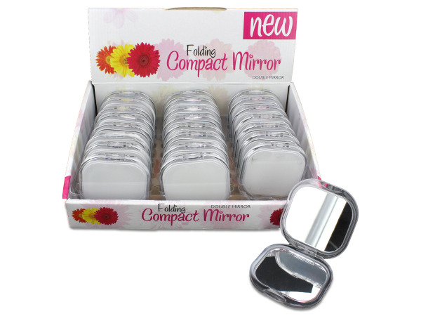 Case of 24 - Folding Double Mirror Compact Countertop Display