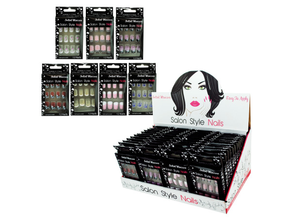 Case of 48 - French Tip Artificial Nails Countertop Display