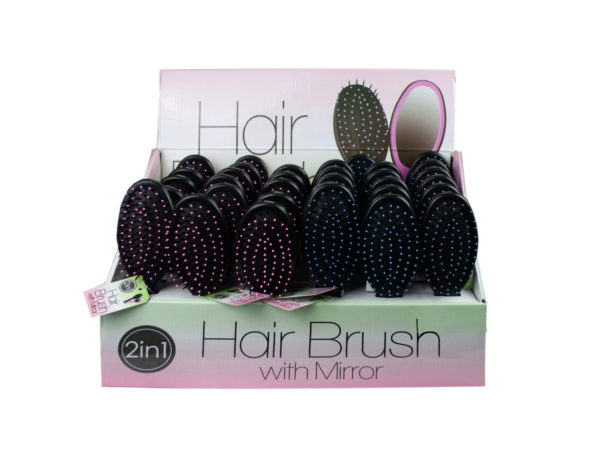 Case of 36 - Hair Brush with Mirror Countertop Display