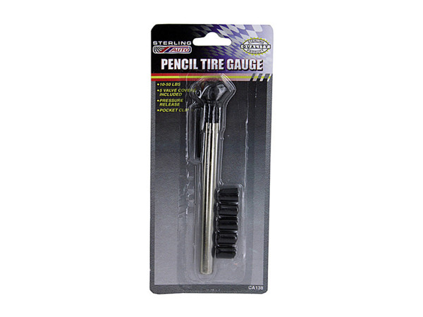 Case of 24 - Pencil Tire Gauge with Valve Covers
