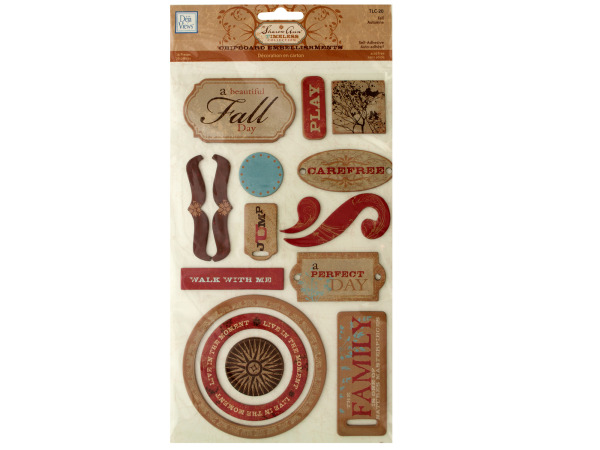 Case of 24 - Fall Self-Adhesive Chipboard Embellishments