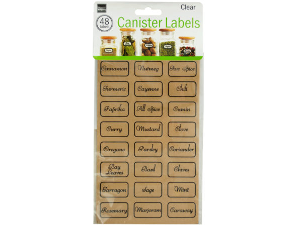 Case of 24 - Clear Kitchen Canister Labels