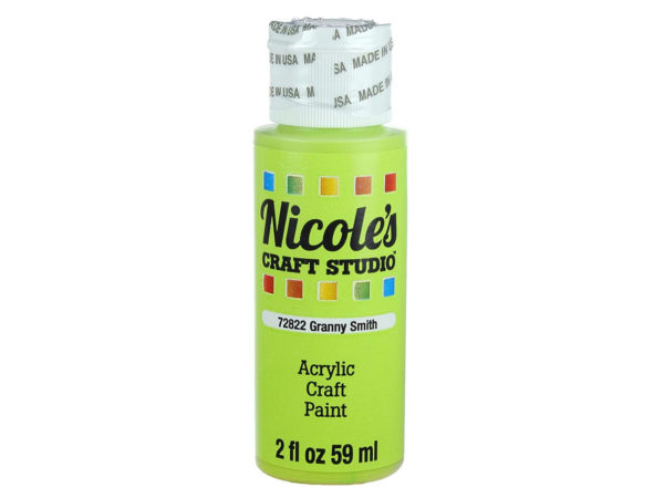 Case of 24 - nicoles 2 oz acrylic craft paint in granny smith