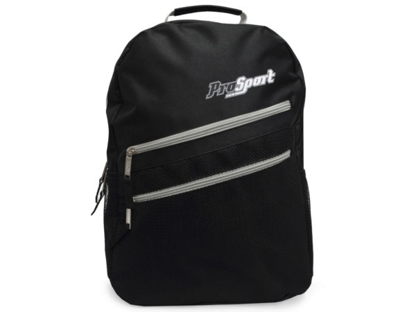 Case of 3 - ProSport Multi-Pocket Front Zippers Backpack with Beverage Pocket in Assorted Colors