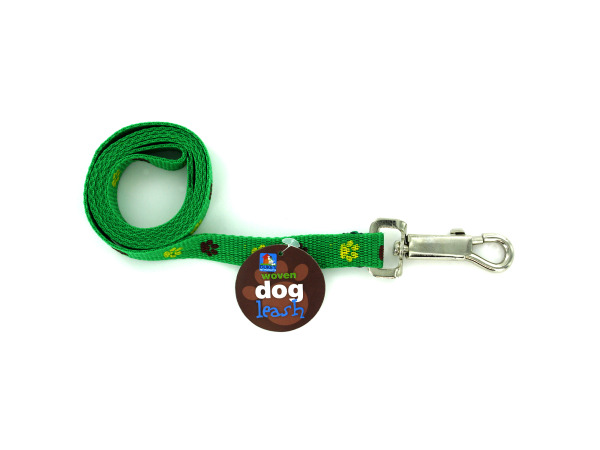 Case of 24 - Woven Dog Leash with Paw Print Design