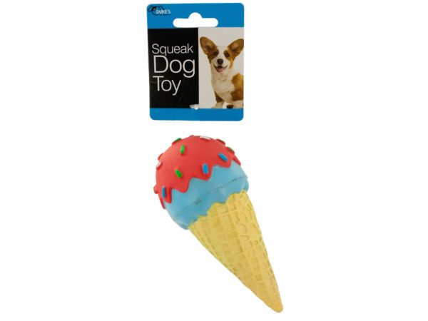 Case of 12 - Ice Cream Cone Squeak Dog Toy