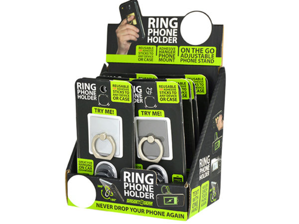 Case of 24 - Gadget Gear Phone Holder Ring in Countertop Display