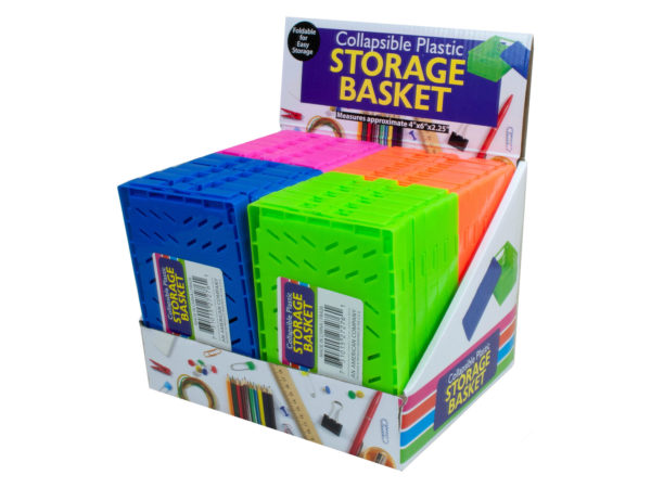 Case of 24 - Collapsible Plastic Storage Basket
