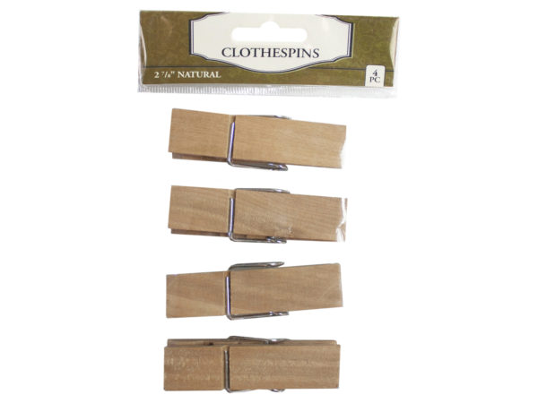 Case of 36 - four pack wood clothespins