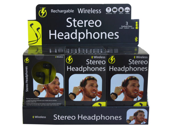 Case of 12 - Wireless Bluetooth Stereo Earbuds Countertop Display