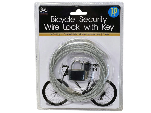 Case of 2 - Bicycle Security Wire Lock with Key