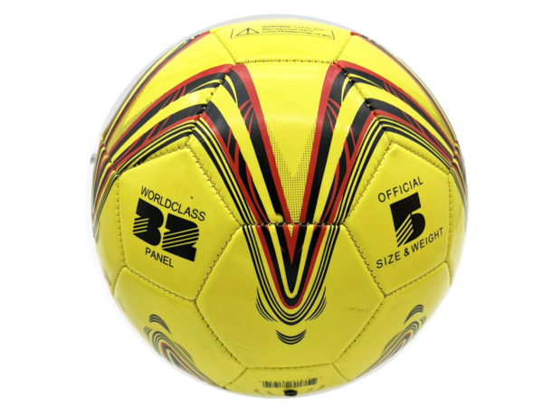 Case of 2 - Yellow Size 5 Soccer Ball with Red and Black Star Design