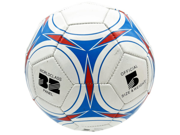 Case of 2 - Size 5 Soccer Ball with Classic Red and Blue Design