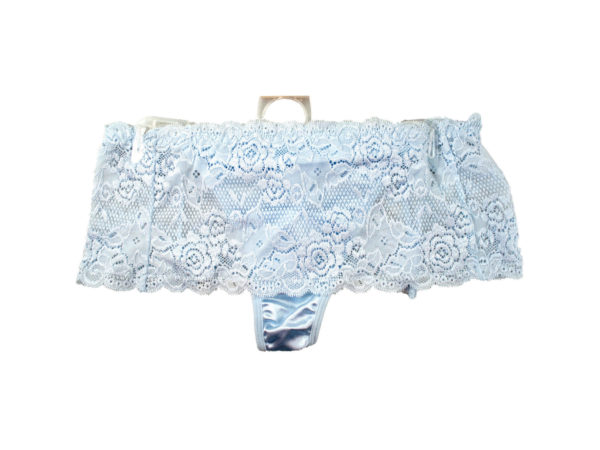 Case of 20 - Light Blue Stretch Lace Underwear Thong - Women's Size 5