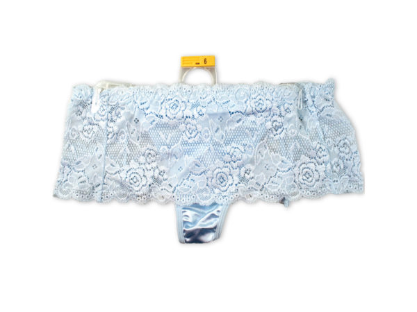 Case of 12 - Light Blue Stretch Lace Underwear Thong