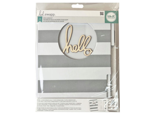 Case of 6 - Heidi Swapp 10 Piece Cinch Album Grey Striped Fabric Design File Kit