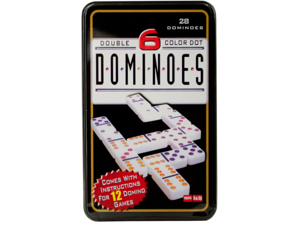 Case of 2 - Double-Six Color Dot Dominoes Game Set