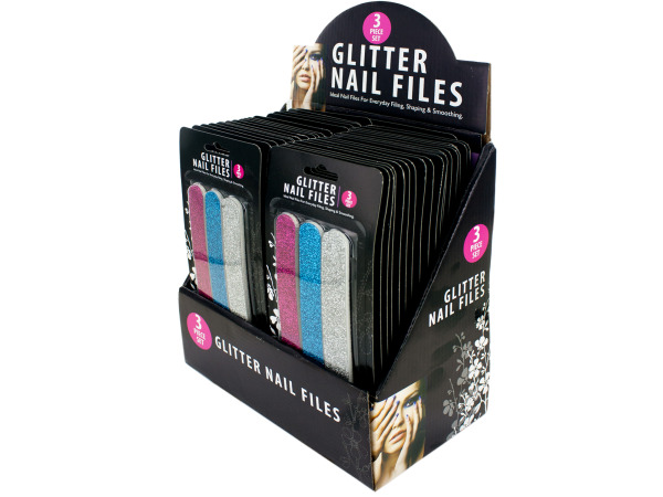 Case of 36 - Glitter Nail File Set Counter Top Display