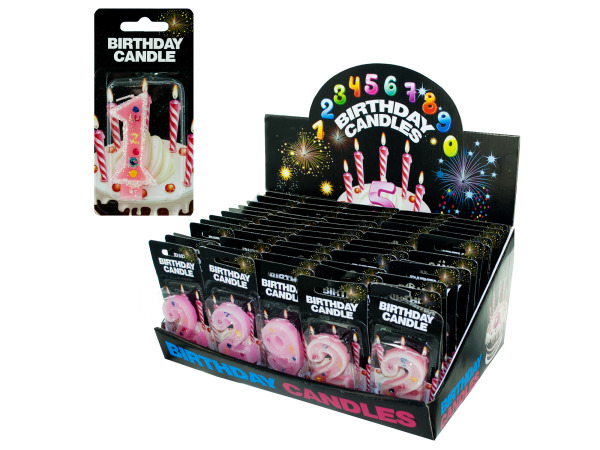 Case of 60 - Numbered Birthday Candles Counter Top Display