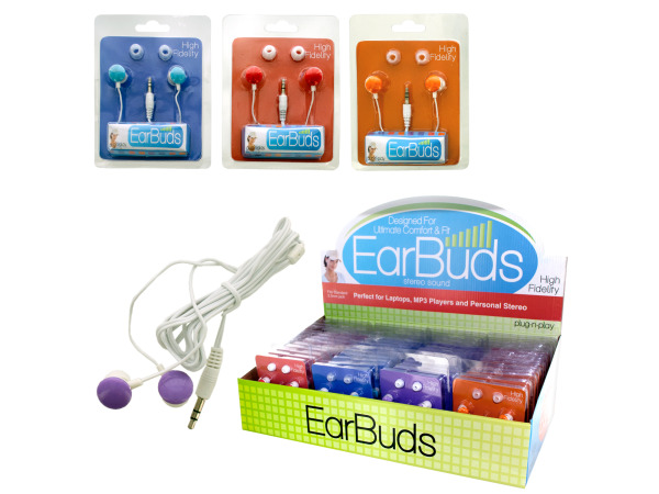 Case of 48 - Colorful Ear Buds Countertop Display