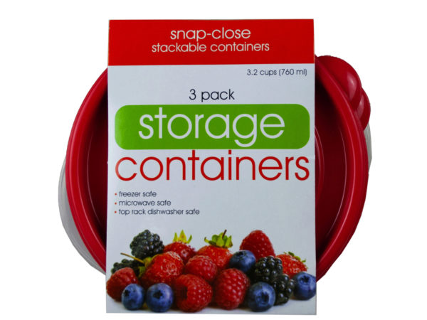 Case of 6 - 3 Pack Plastic Round Food Container