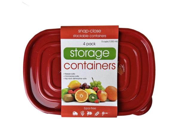 Case of 4 - 4 Pack Plastic Rectangular Food Container