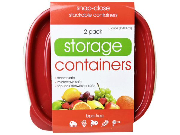 Case of 6 - 2 Pack Plastic Deep Square Food Container