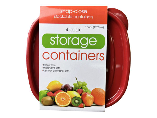 Case of 3 - 4 Pack Plastic Deep Square Food Container