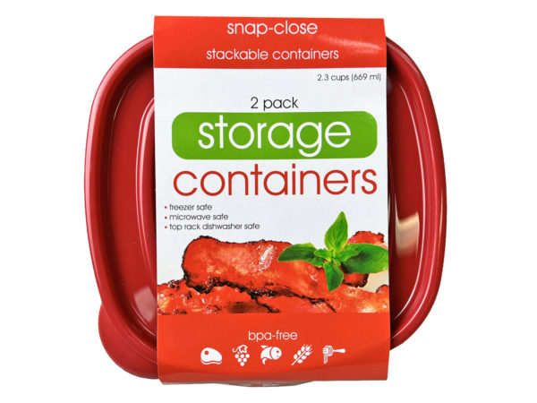 Case of 6 - 2 Pack Plastic Square Food Container