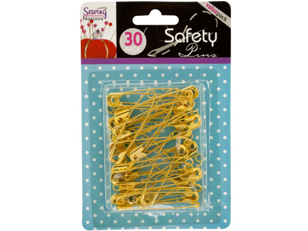 Case of 24 - Jumbo Gold Tone Safety Pins