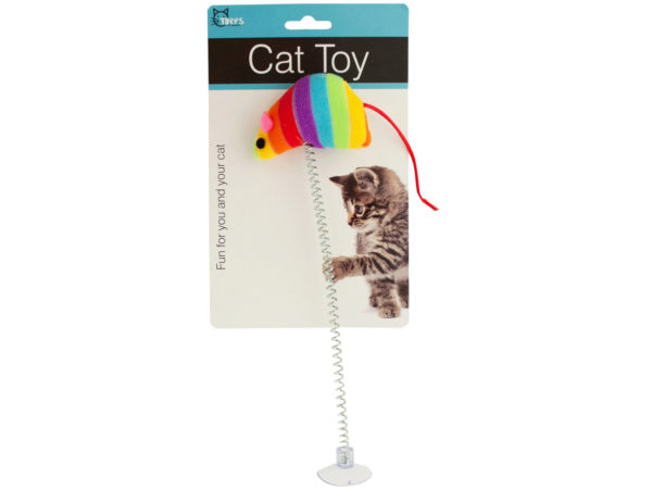 Case of 18 - Mouse Spring Cat Toy with Suction Cup