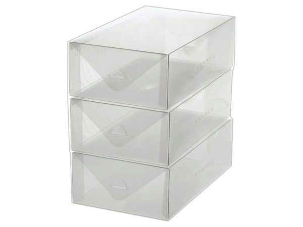 Case of 5 - 3 Pack Clear Stackable Shoe Box Storage